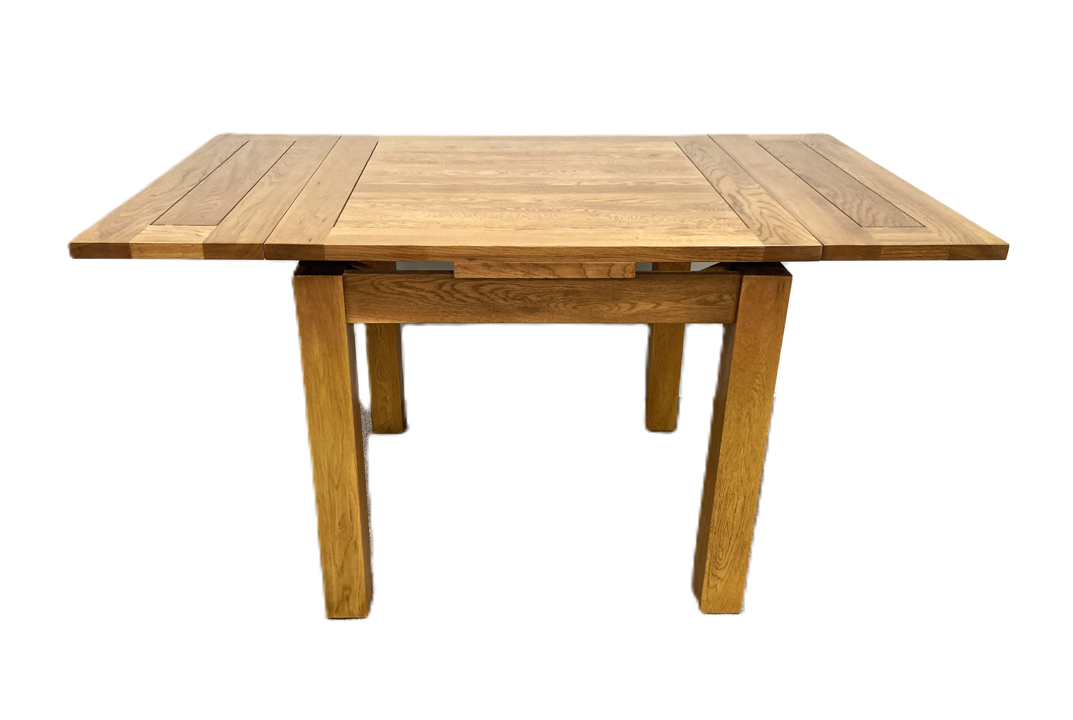 A large and modern oak dining suite, labelled JB Global, including a draw leaf dining table, four - Bild 4 aus 12