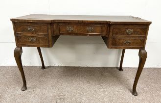 A Georgian style veneered dressing table; a vintage writing desk with single offset drawer