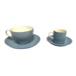 A Wedgwood Etruria ‘Summer Sky’ part dinner service, including coffee cans and a sauceboat; and