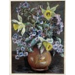 A. WOOD, British (XX), Still Life of Spring Flowers in a vase,  signed LR. AWood