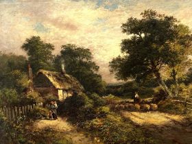 LEOPOLD RIVERS, British (1852-1905), Droving Sheep in a Country Lane, oil on canvas, signed and