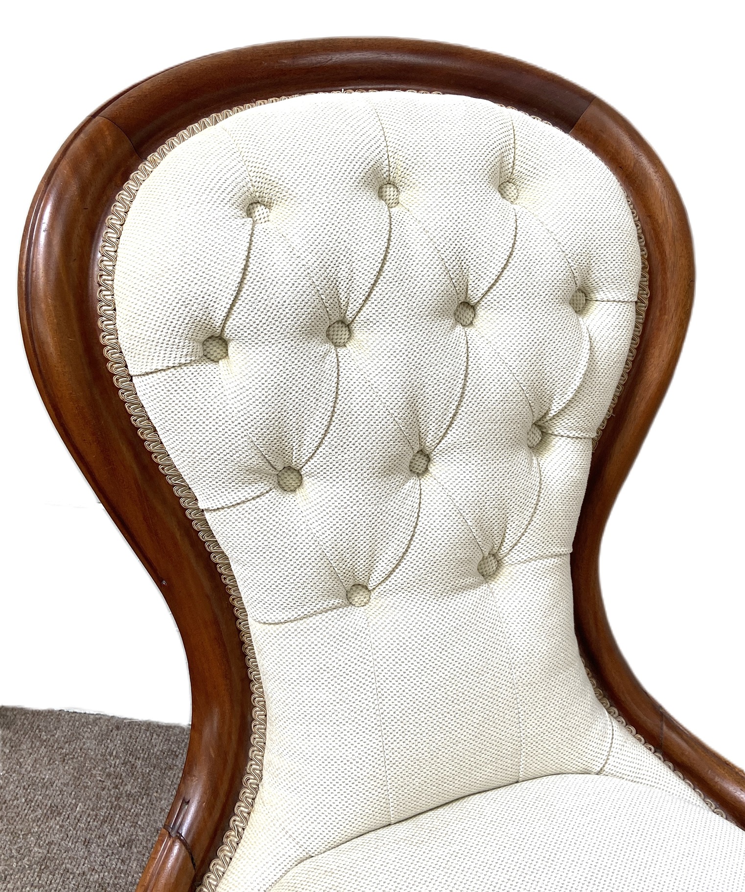 A late Victorian mahogany spoonback bedroom chair, with buttoned upholstery; together with a small - Image 5 of 7