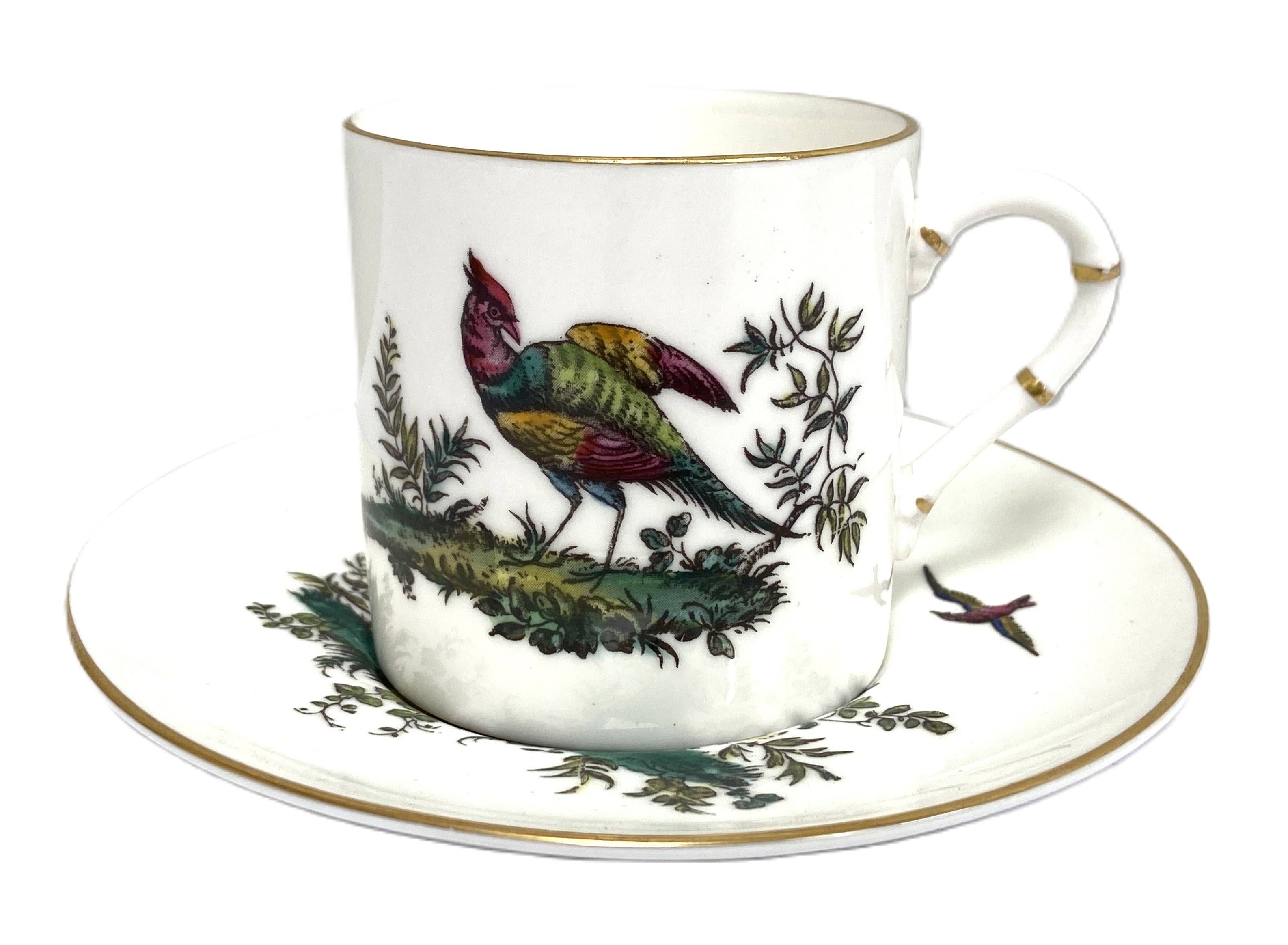 A Royal Worcester bone china part coffee service, decorated with peacocks and pheasants, with 12 - Image 5 of 8