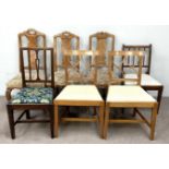 Seven assorted dining chairs, including Queen Anne style chairs, etc (7)
