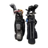 GOLF: Two golf bags, with a large assortment of clubs, including Ping and others (a lot)