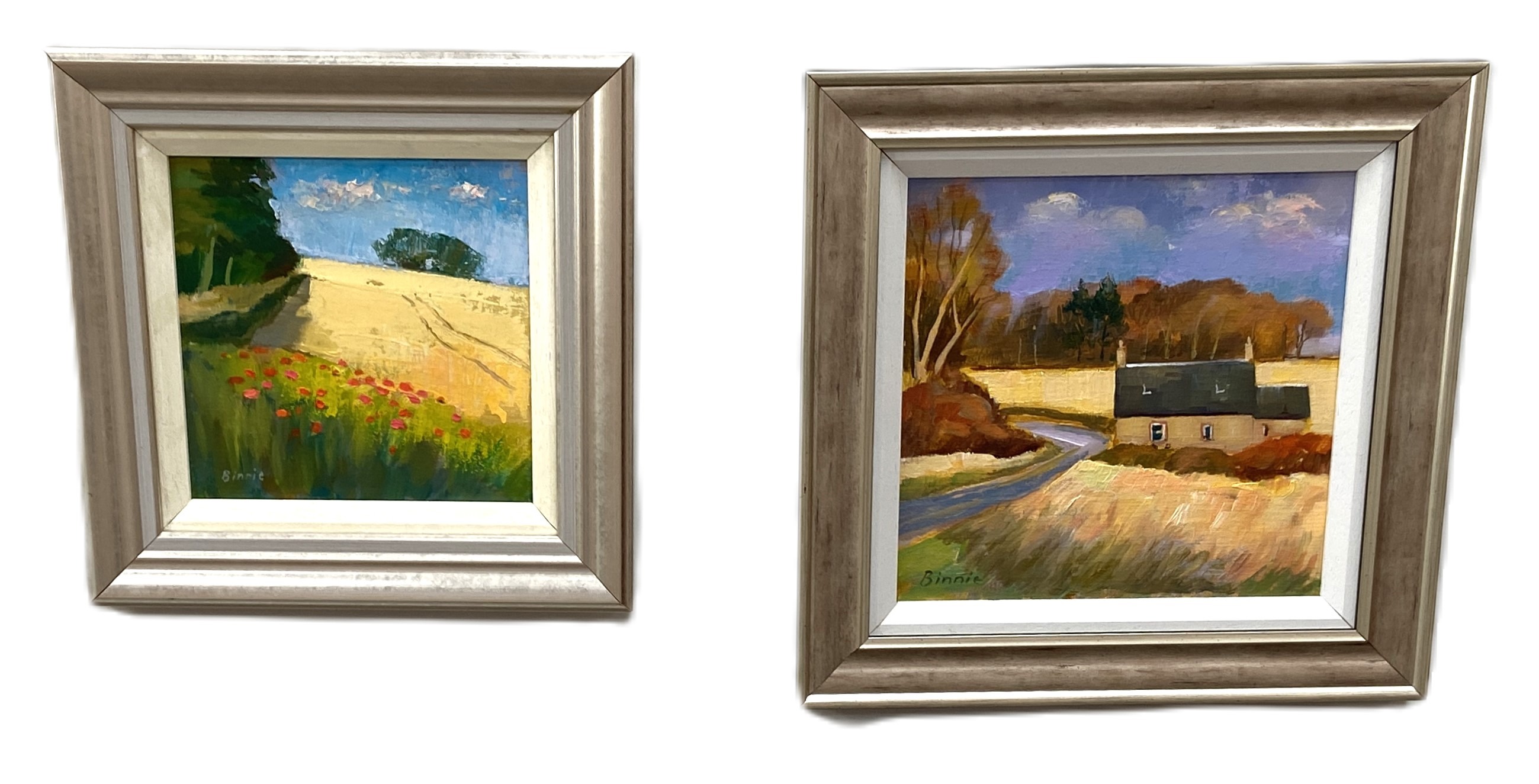 ANDREW BINNIE, Scottish (1935-), Three Landscapes,  acrylic, including an Autumn cornfield; Kelso - Image 4 of 8