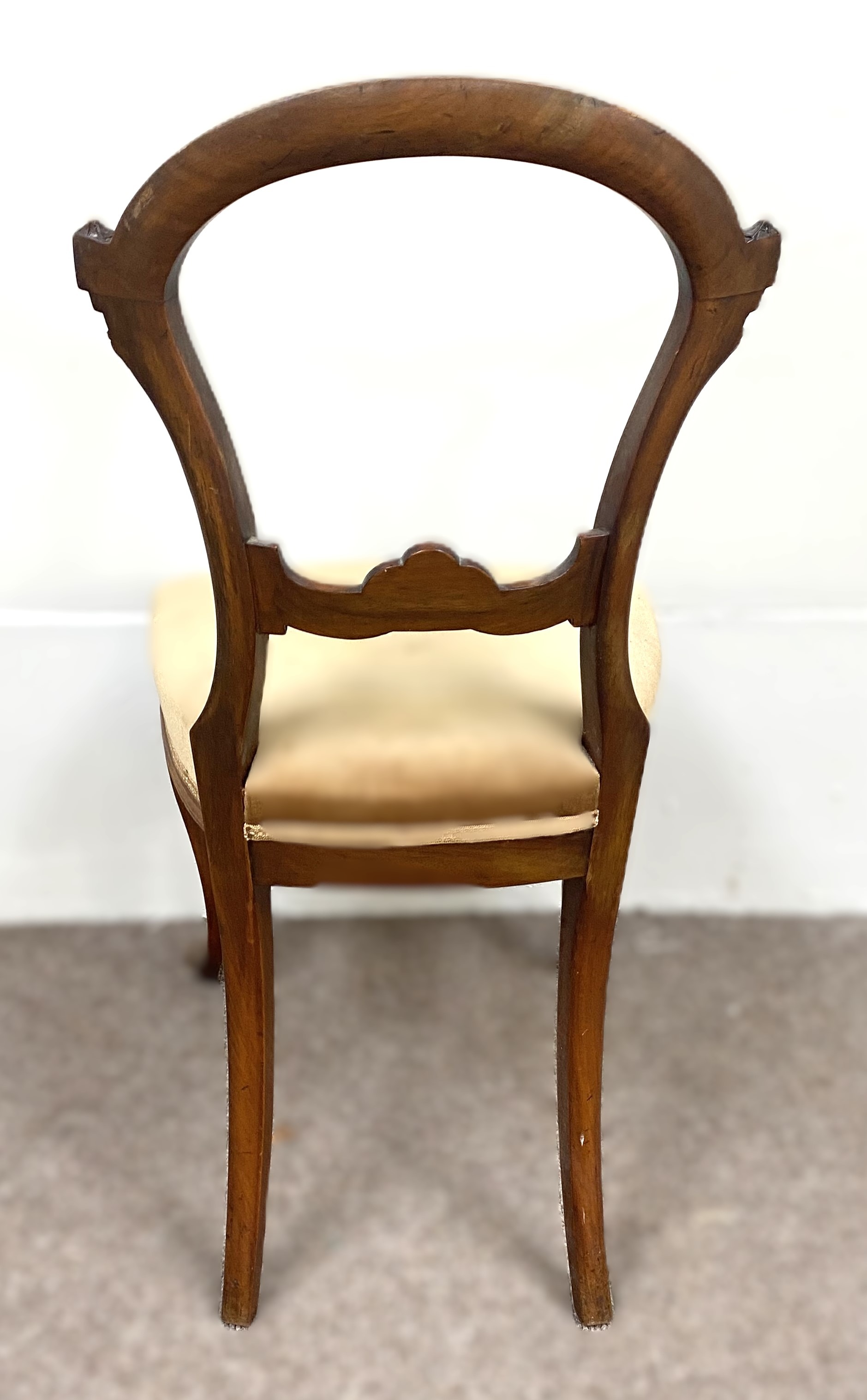 A set of six mid Victorian hoop backed dining chairs, with moulded frames and beige fabric stuffed- - Image 5 of 5