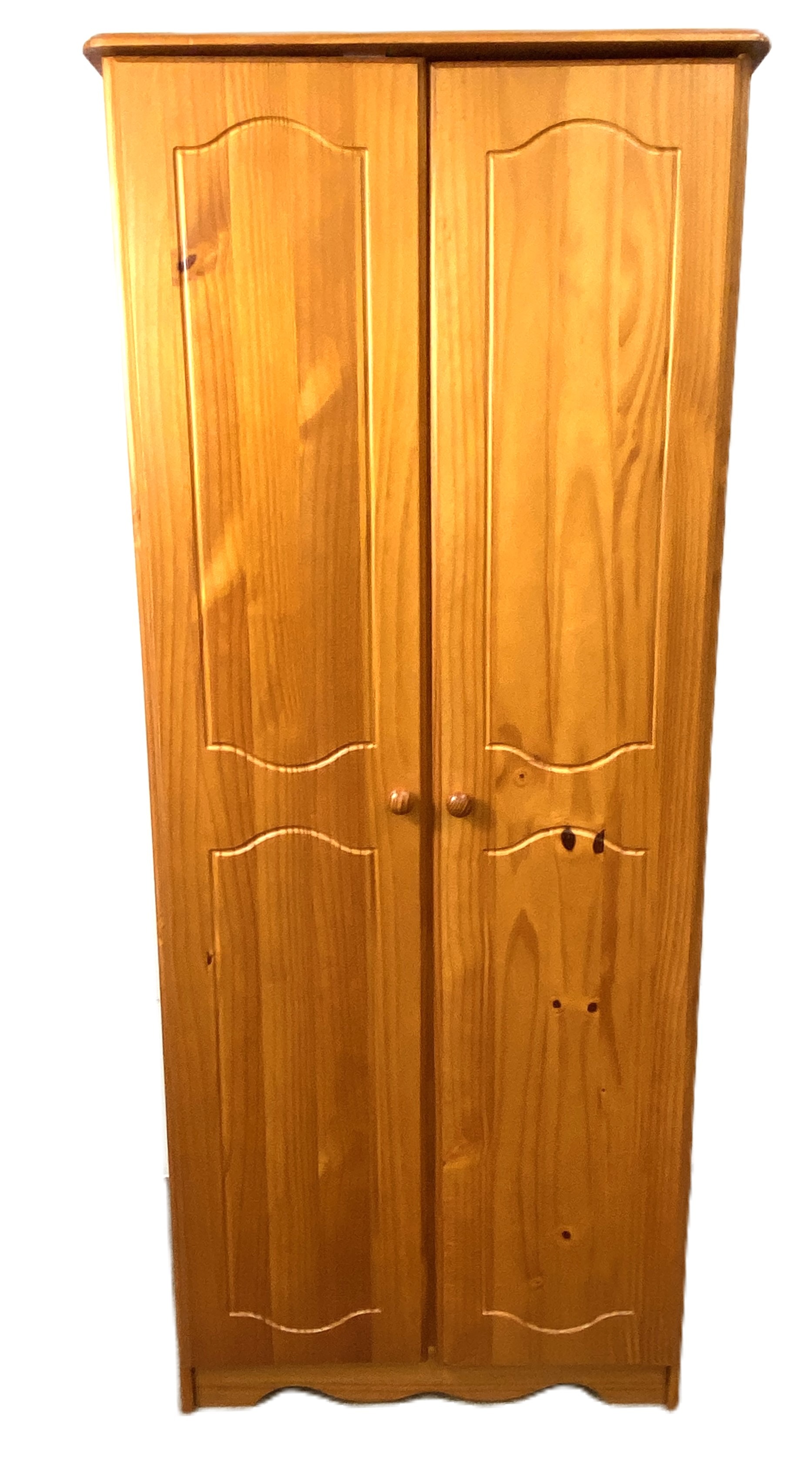 Two modern pine veneered wardrobes, both with two panelled doors, 180cm high (2) - Image 4 of 6