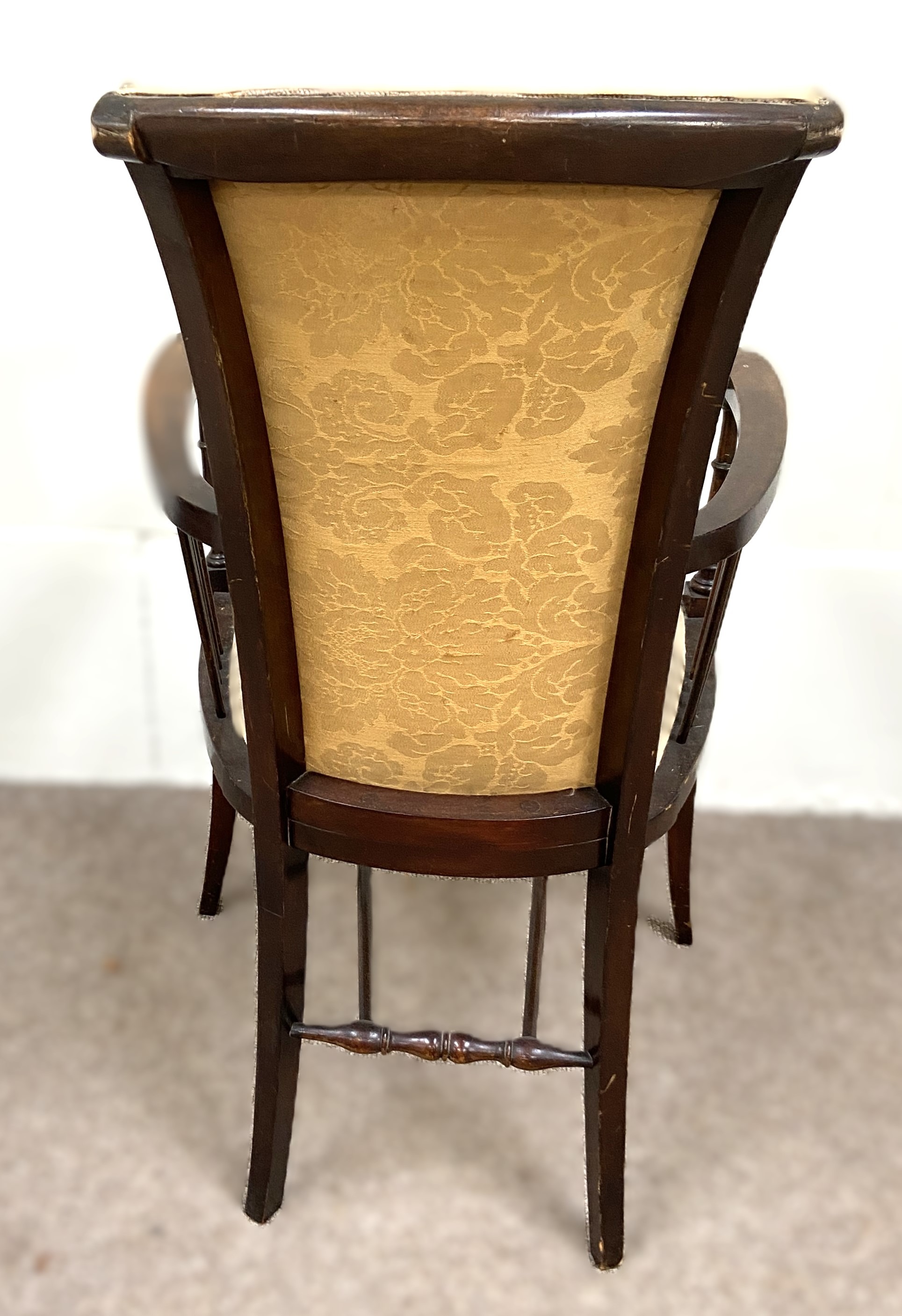 An Edwardian upholstered and spindle set armchair; together with two small inlaid parlour chairs ( - Bild 7 aus 7