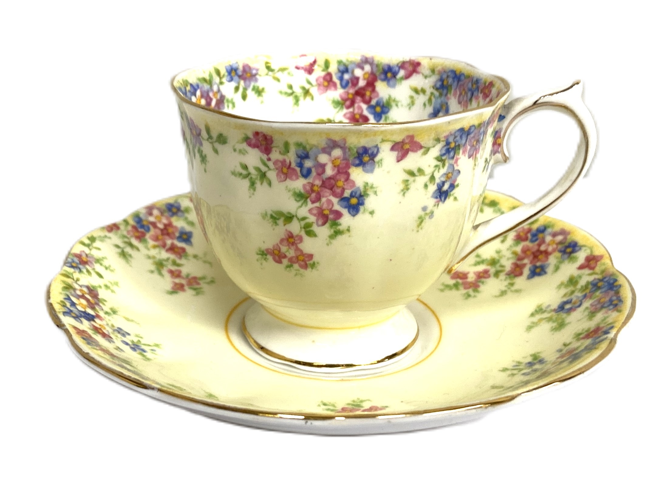 A Royal Albert ‘Maytime’ pattern tea service, with ten cups, assorted saucers, jug and sugar bowl, - Bild 6 aus 7