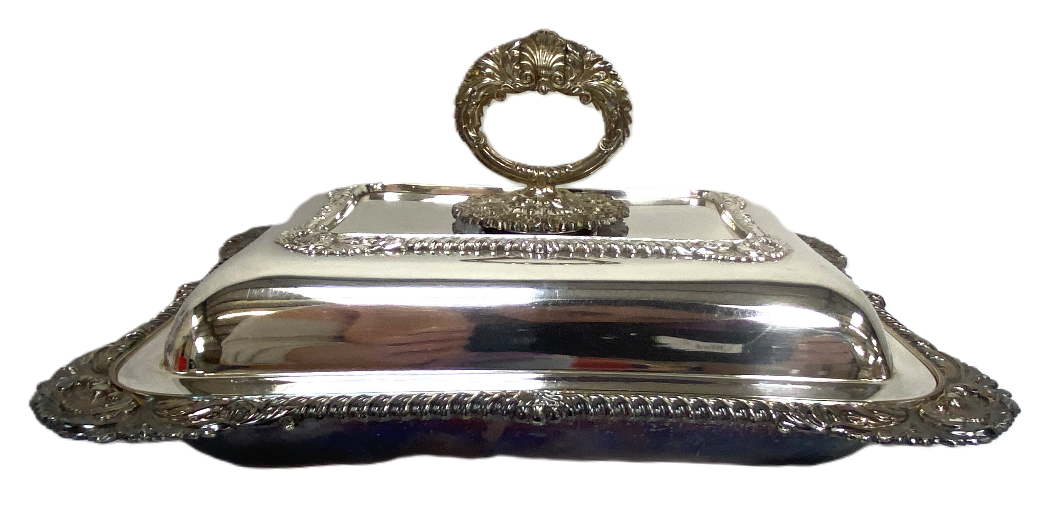 Assorted silver plate, including two pairs of candlesticks, a covered vegetable tureen, a gravy boat - Image 5 of 6