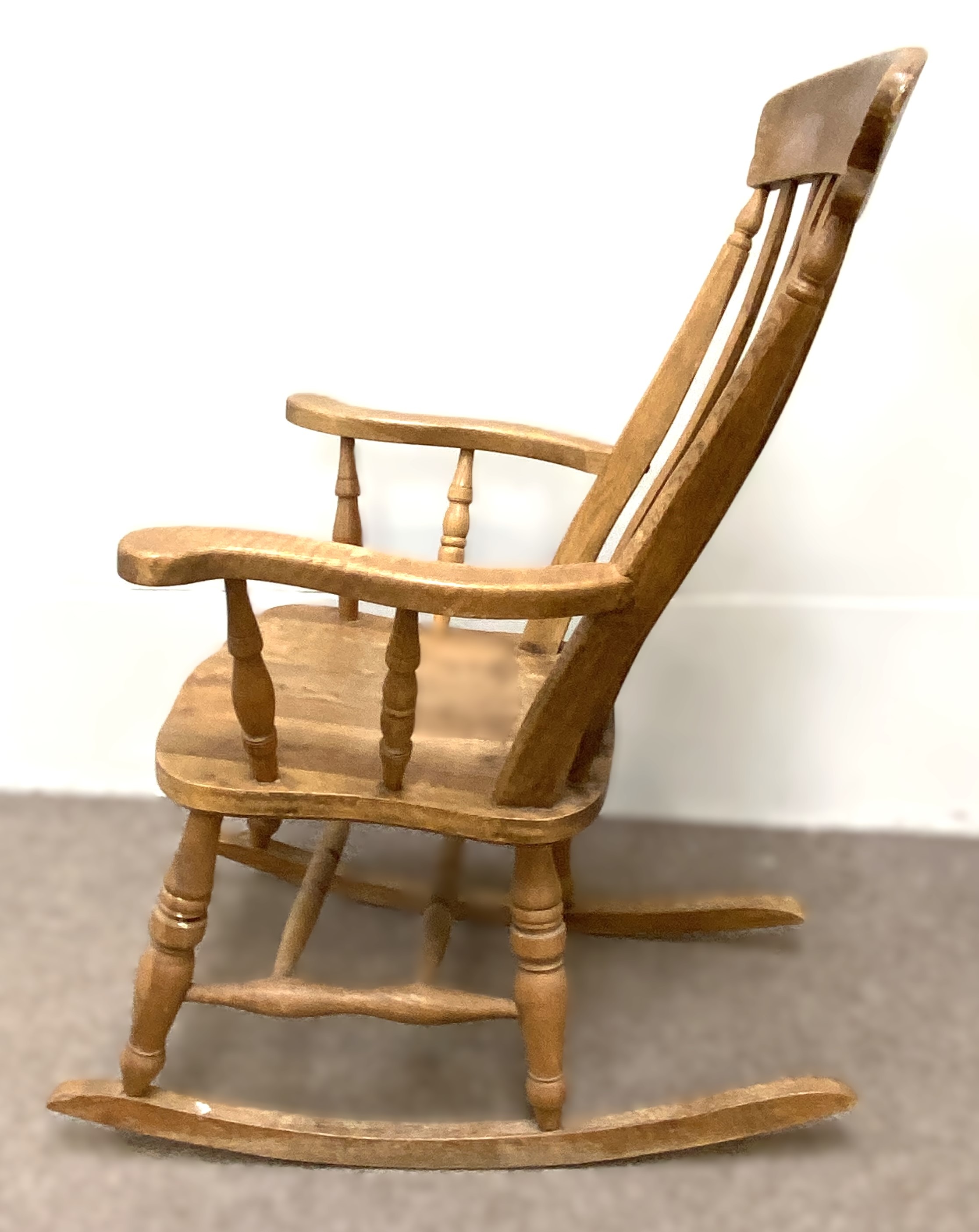 A Victorian style ash framed rocking chair, 110cm high; with a spinning chair and two small - Image 5 of 5