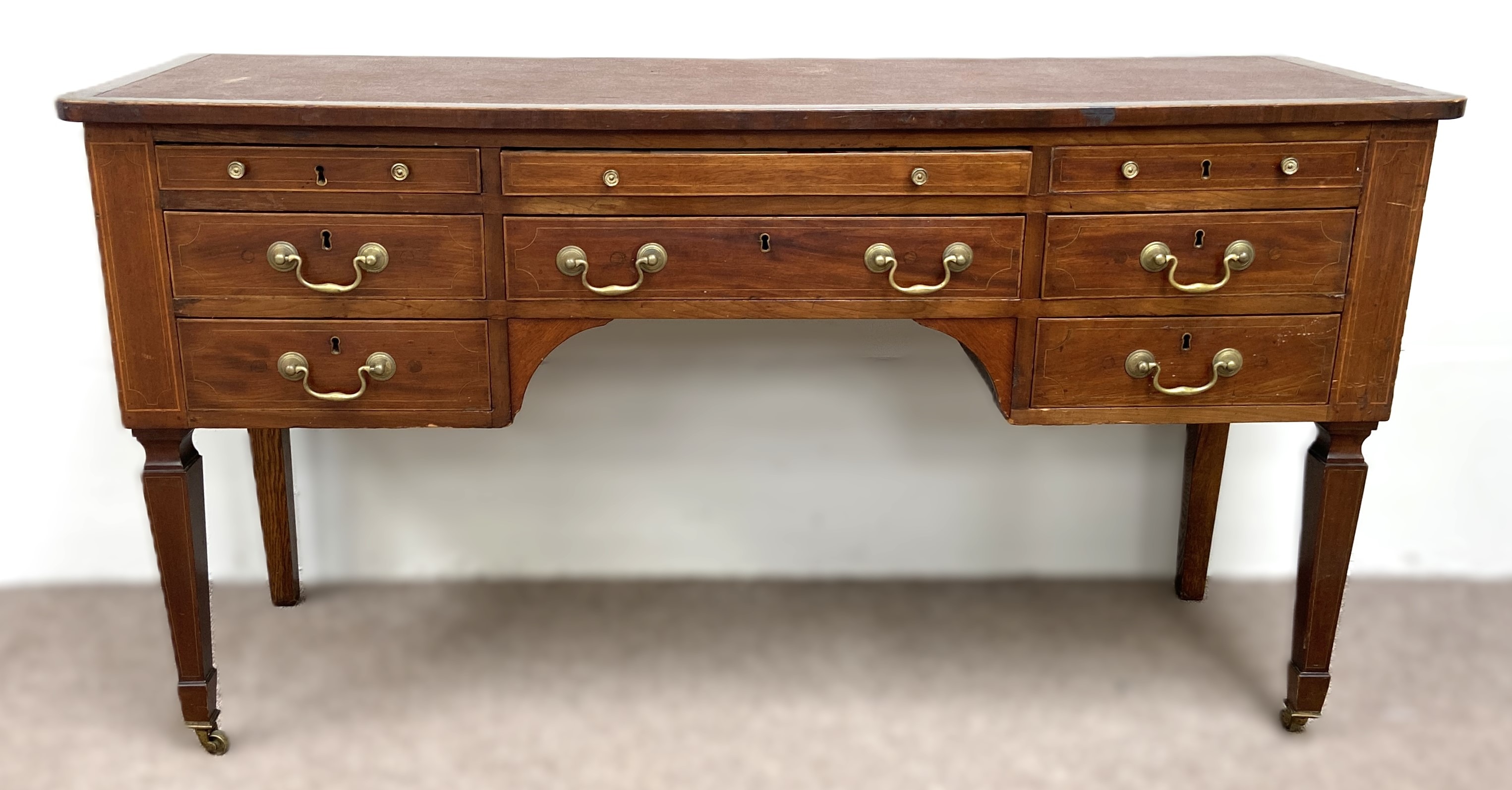 A Georgian style  mahogany combined sideboard, writing table, late 18th century and later