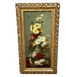 CONTINENTAL SCHOOL, CIRCA 1900, Still Life of Flowers in a Vase, set in a gilt frame; also a