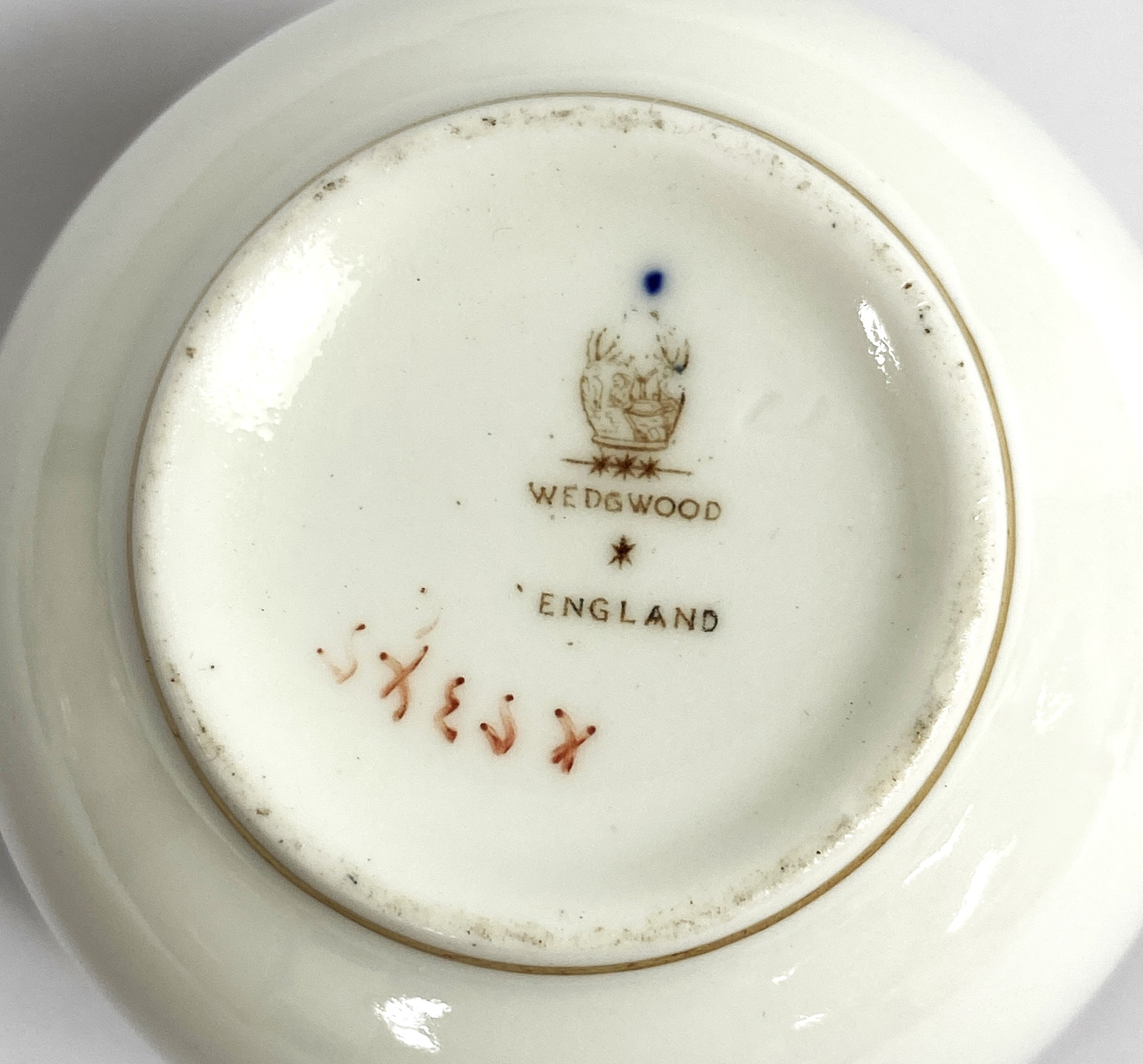 A Wedgewood bone china tea service, decorated with gilt, flowers and motifs on a white ground and - Image 5 of 7