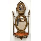 A George III style composition gilt frame girandole mirror, with two bevelled glass mirror plates,