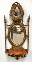 A George III style composition gilt frame girandole mirror, with two bevelled glass mirror plates,