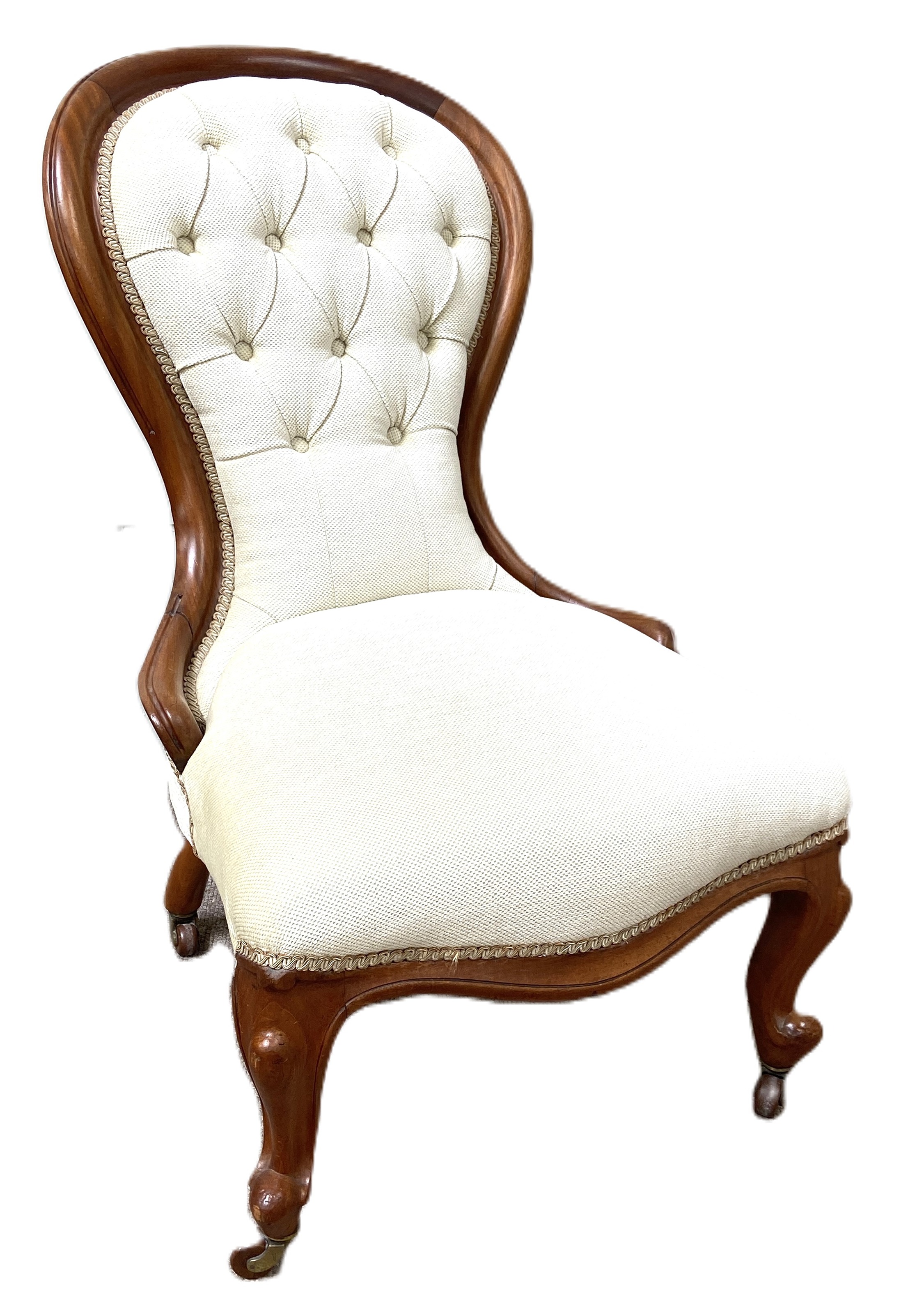 A late Victorian mahogany spoonback bedroom chair, with buttoned upholstery; together with a small - Image 4 of 7