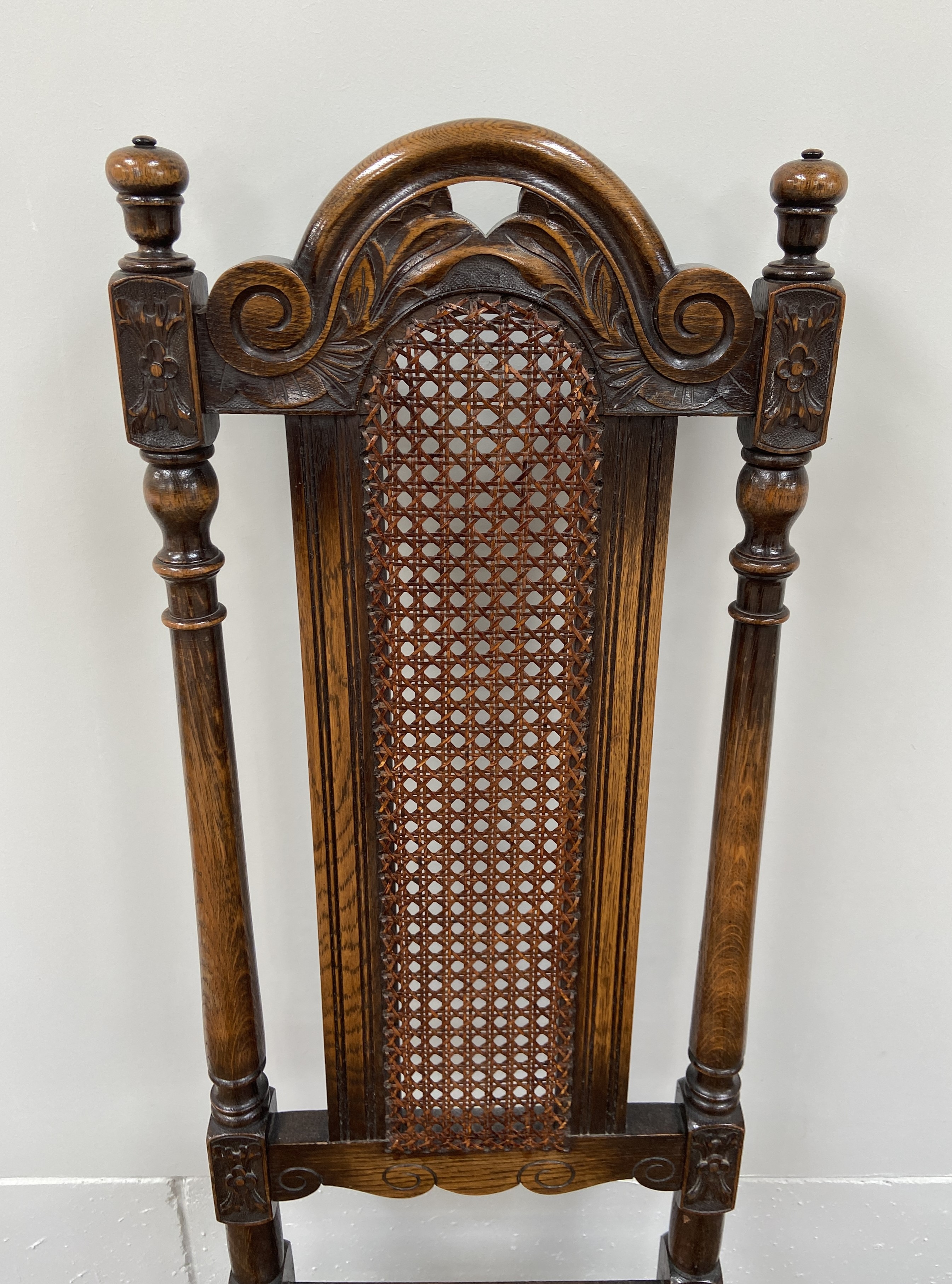 An oak Jacobean style hall chair, with caned seat; together with a Regency mahogany dining chair and - Image 3 of 11