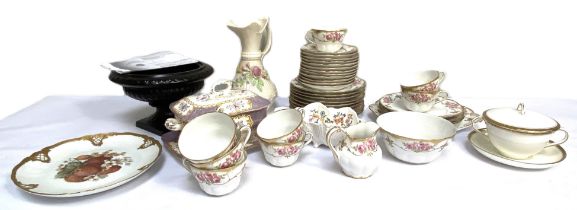 Assorted ceramics, including a Continental porcelain dish, decorated with Strawberries, a black