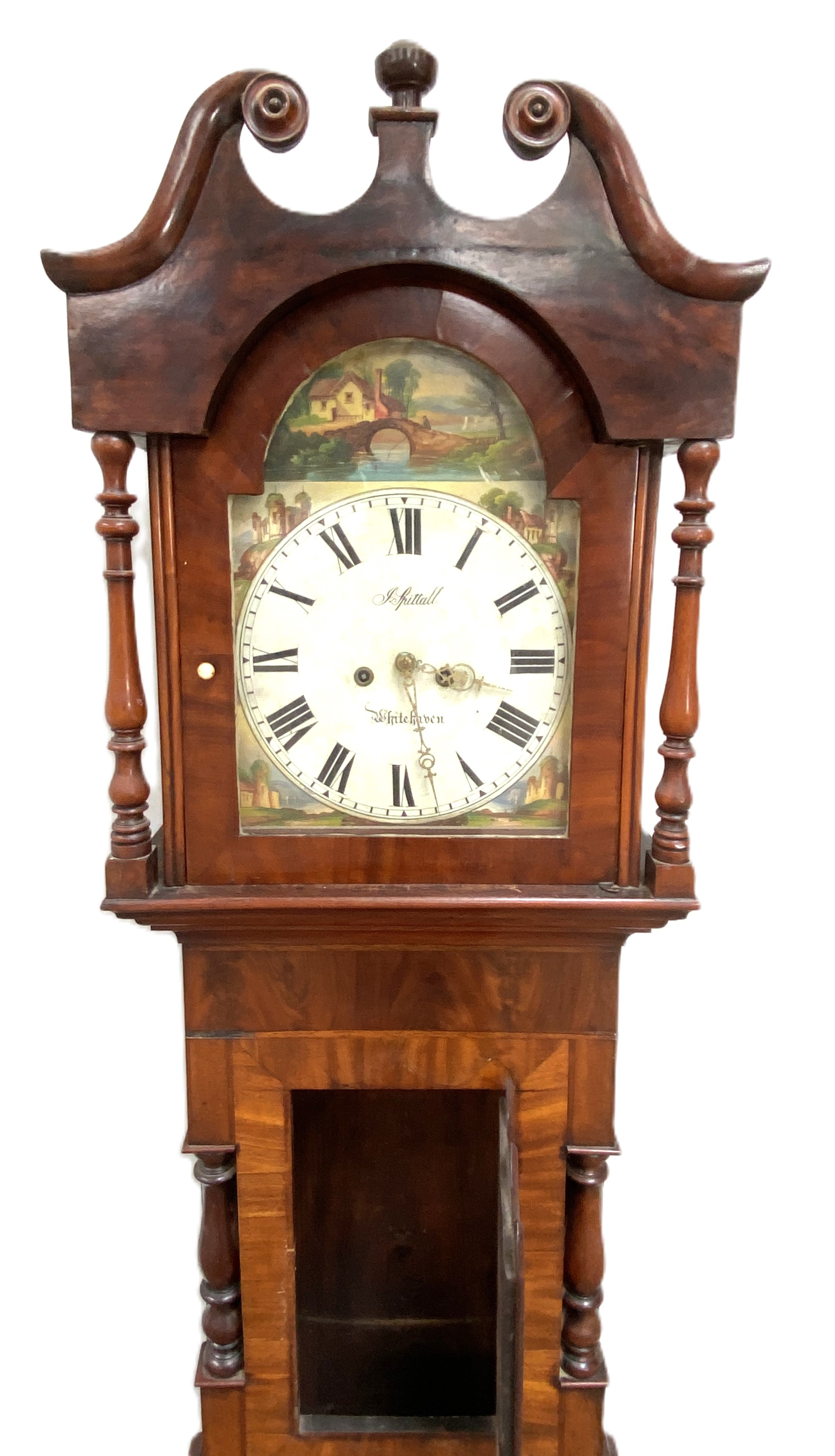 A mahogany eight day longcase clock, signed J. Spittell, Whitehaven, in a swan necked case,  the - Image 3 of 4