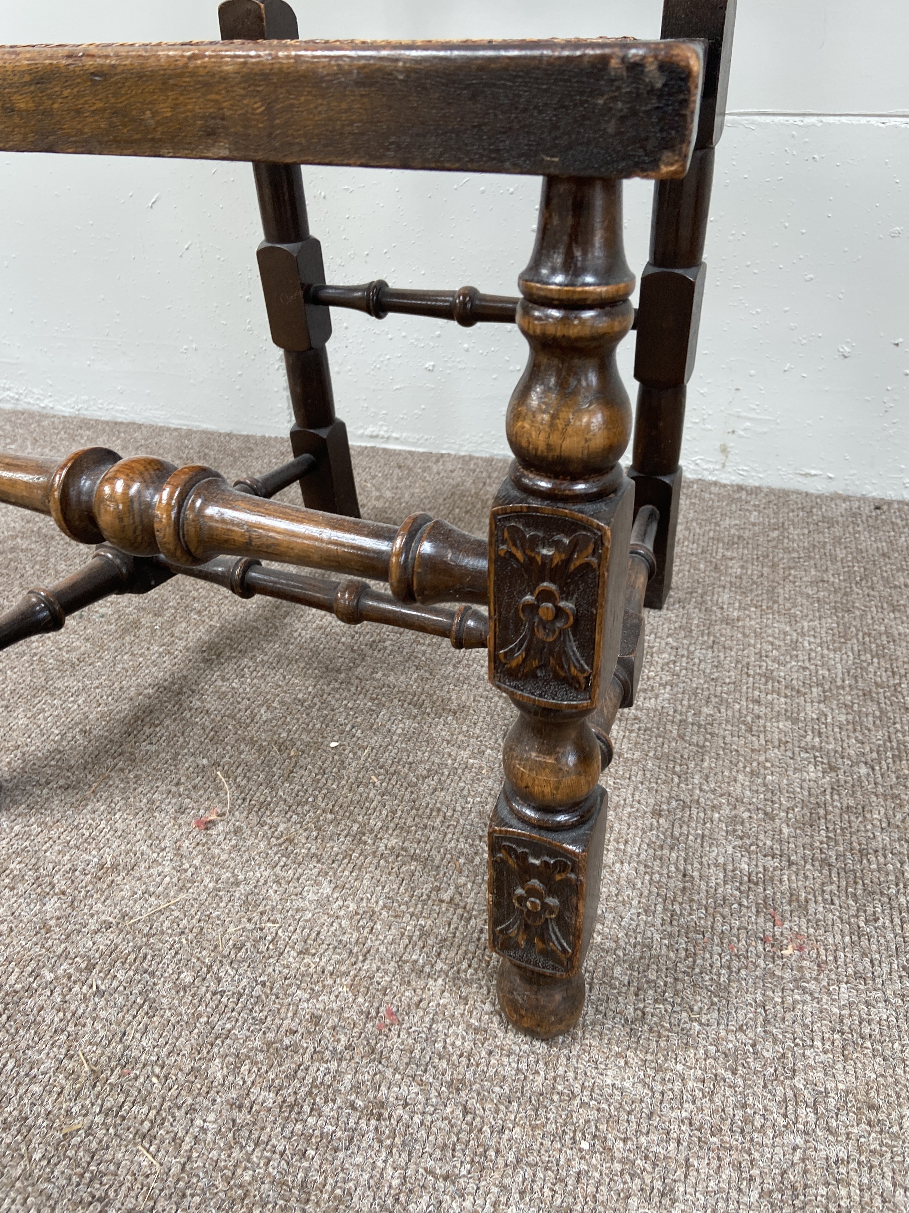 An oak Jacobean style hall chair, with caned seat; together with a Regency mahogany dining chair and - Image 5 of 11