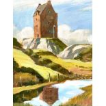 ANDREW BINNIE, Scottish (1935-) Three landscapes, including Smailholm Tower,  signed LL: Binnie,
