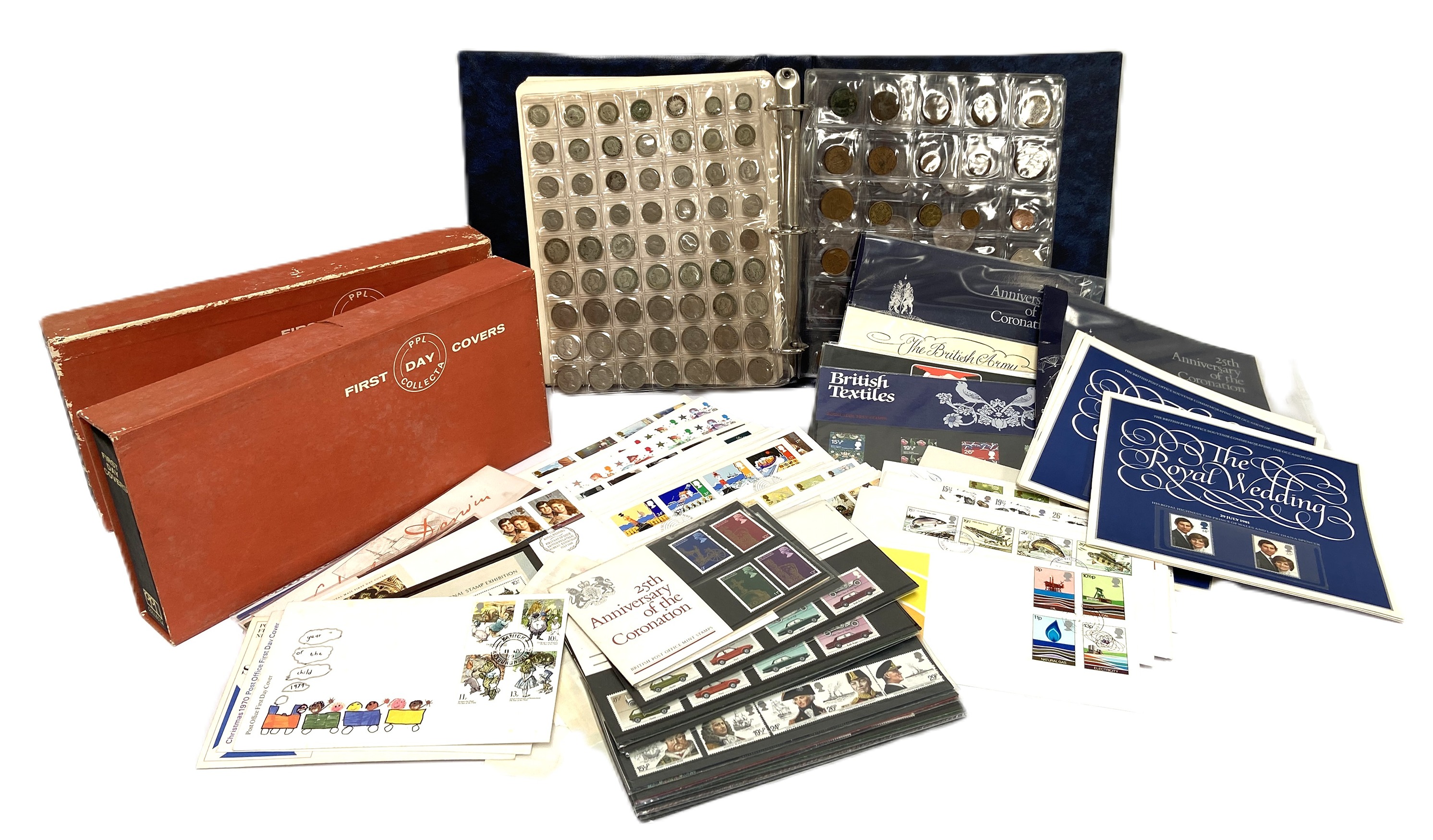 STAMPS: A group of assorted First Day Covers and commemorative stamps including 1981 Royal Wedding