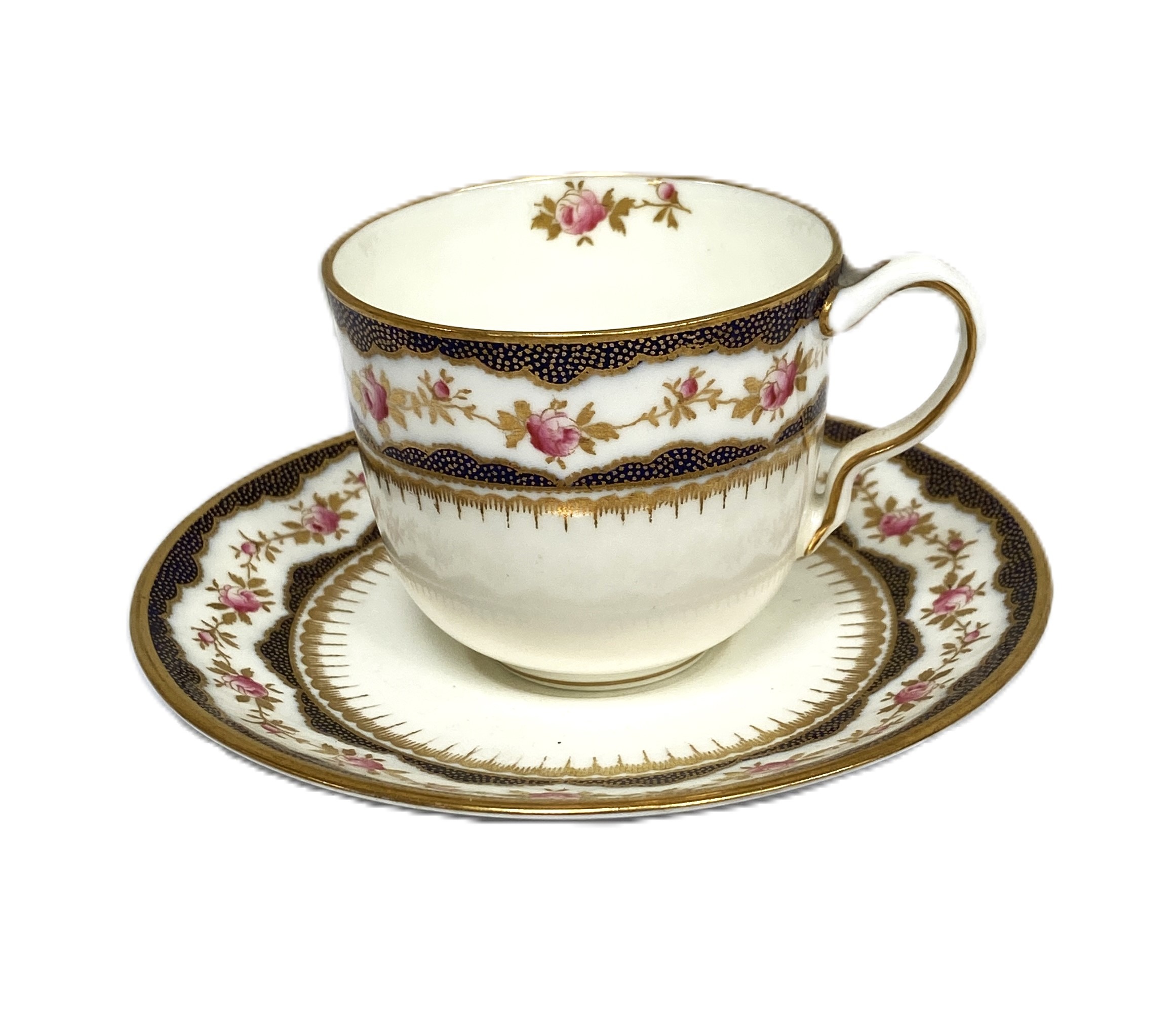 A Wedgewood bone china tea service, decorated with gilt, flowers and motifs on a white ground and - Bild 4 aus 7