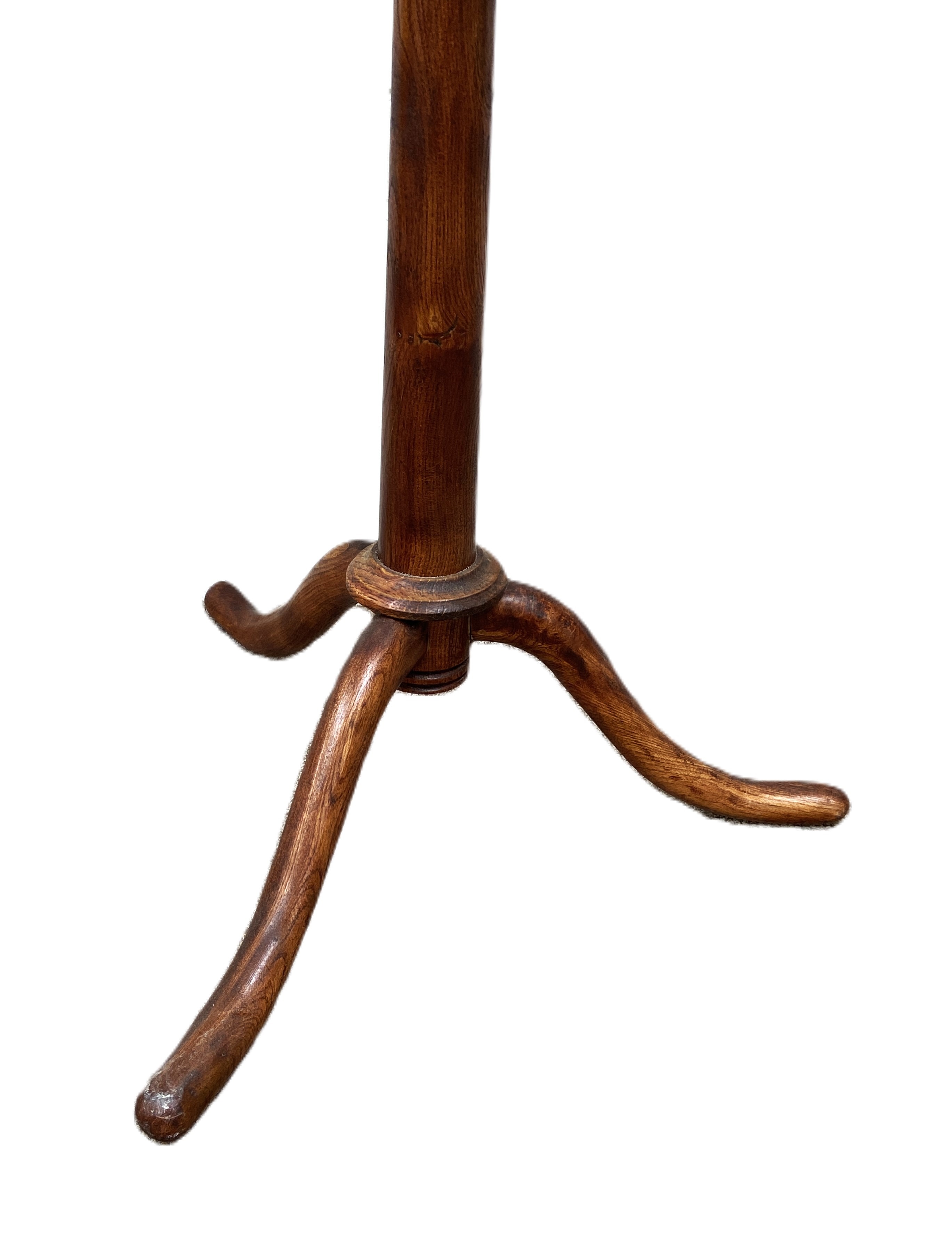 A Regency style oak framed music stand, 20th century, with adjustable ring turned pillar, surmounted - Image 3 of 4