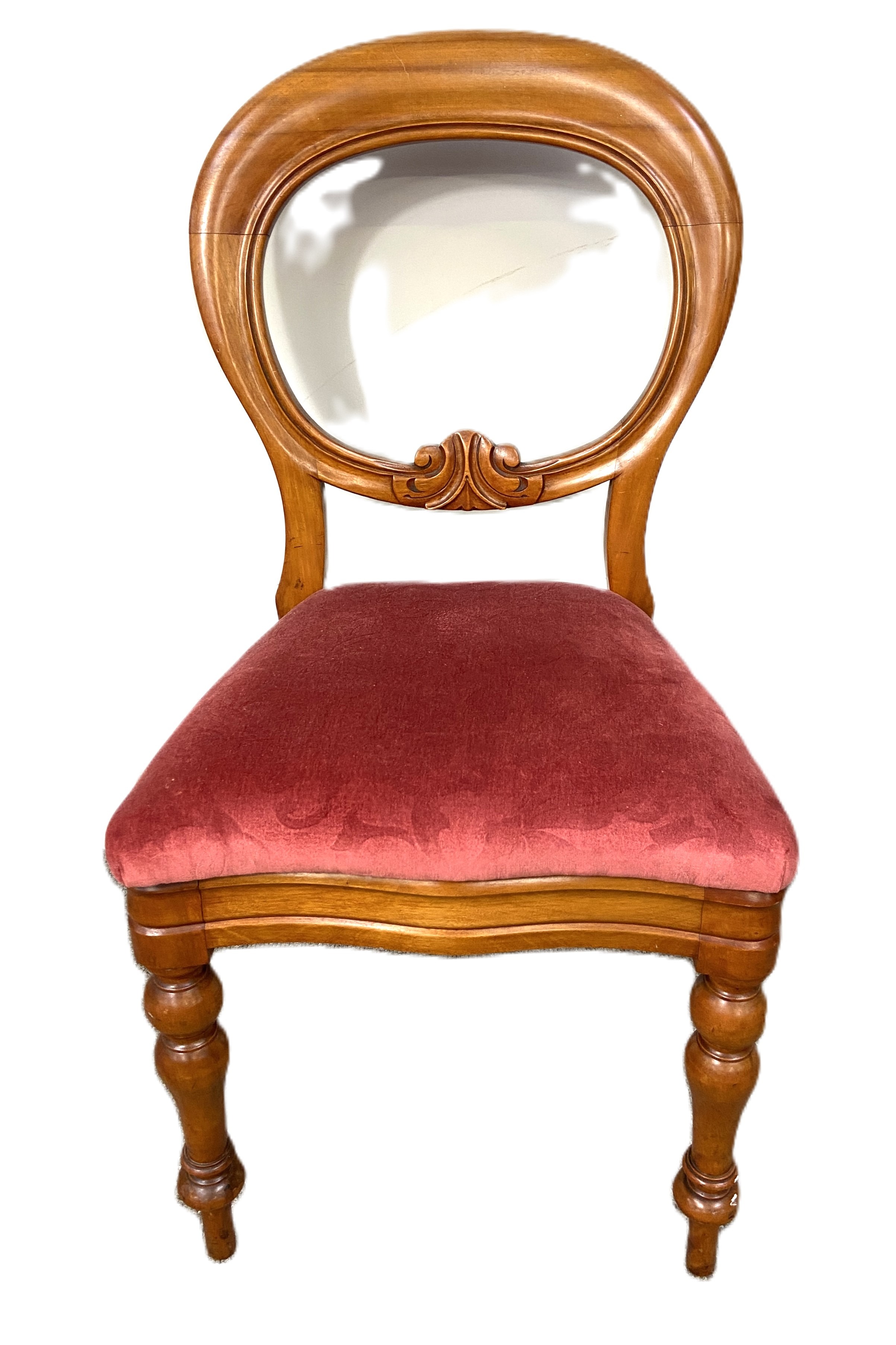 A set of Victorian style balloon backed dining chairs, each with a stuffed seat squab, currently - Image 3 of 5