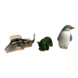 Assorted ceramic novelty figures and decorative boxes, including a figure of a King Charles spaniel;