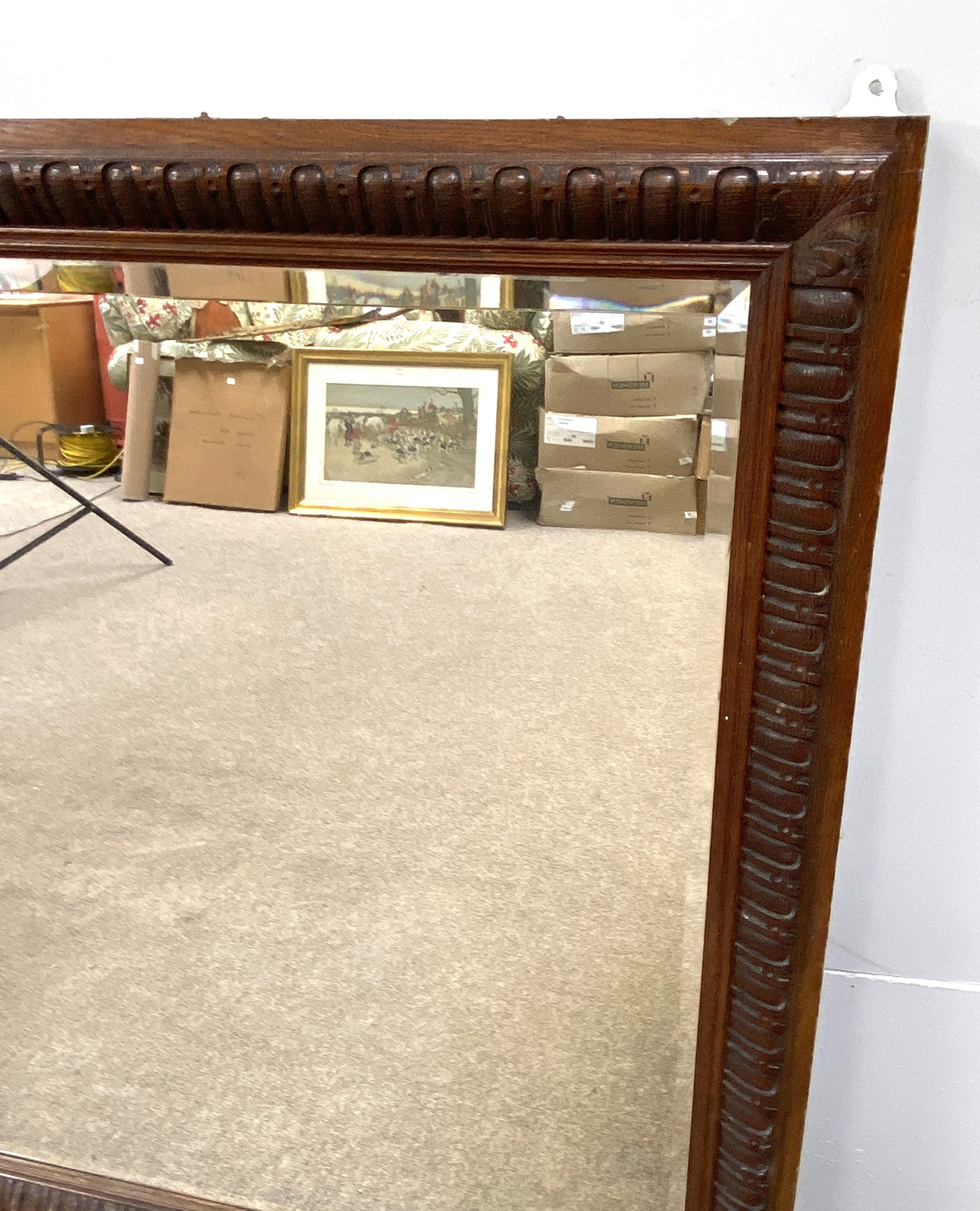 Three assorted mirrors, including a white and gilt painted oval wall mirror; a pine framed - Image 10 of 10