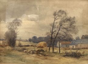J MCALDOWIE, Scottish (XIX/XX), three country landscapes, including Cows beside a Steading,