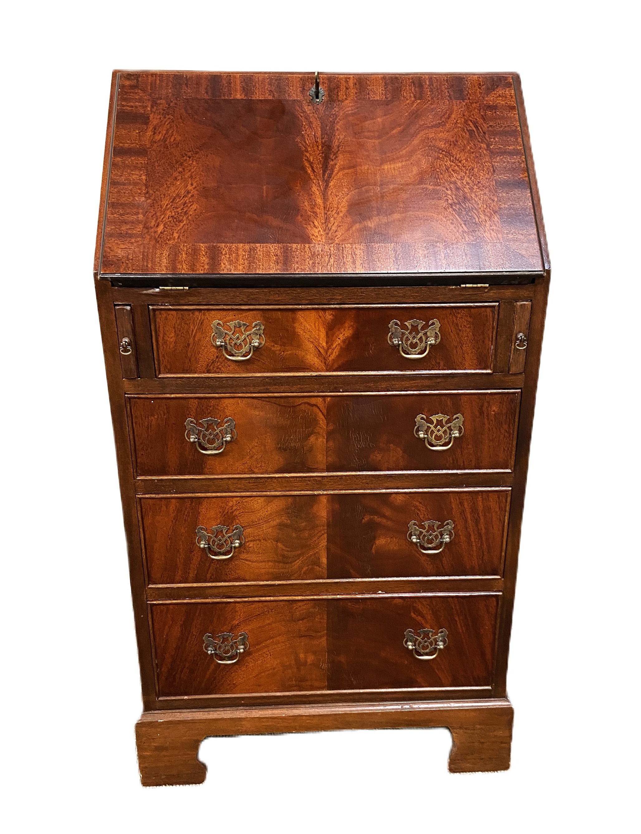A small George III style mahogany veneered bureau, 97cm high, 57cm wide; also a small Edwardian - Image 4 of 6