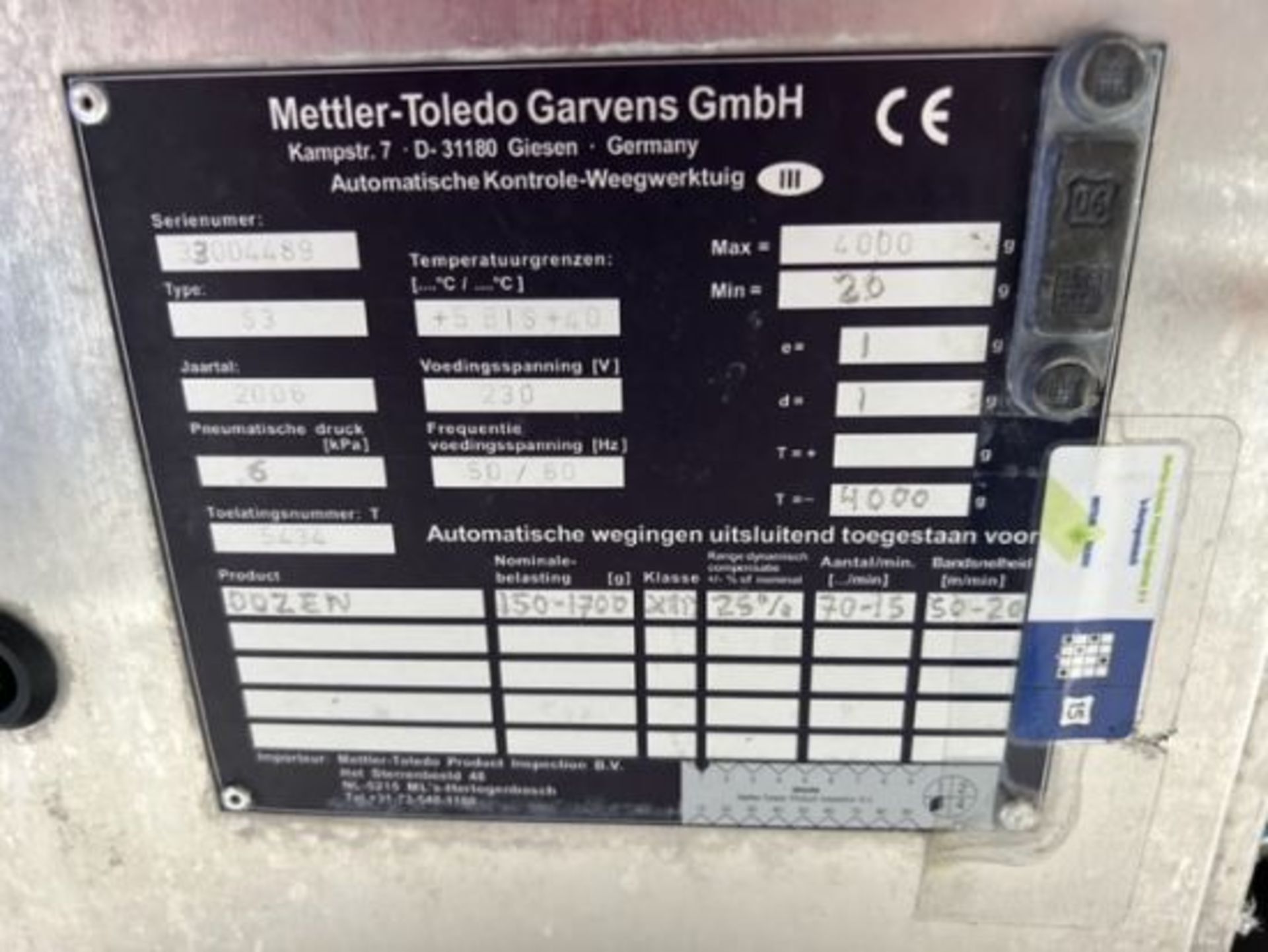 Mettler Toledo Garvens GmbH checkweigher with rejecter, type: S3, fabrication number: 33004489, year - Image 6 of 7