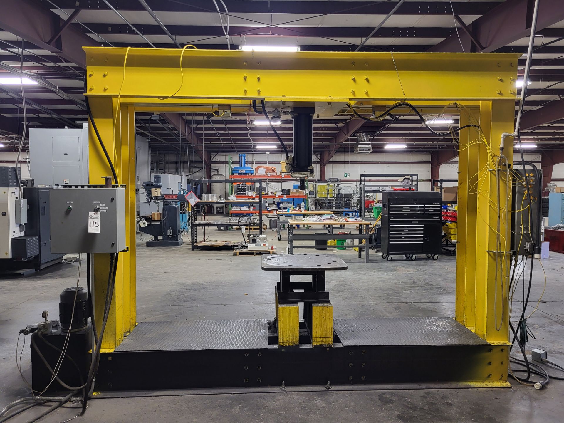 80-TON H-FRAME PRESS, APPROX 10′ BETWEEN COLUMNS, ALLEN BRADLEY CONTROLS - Image 2 of 14