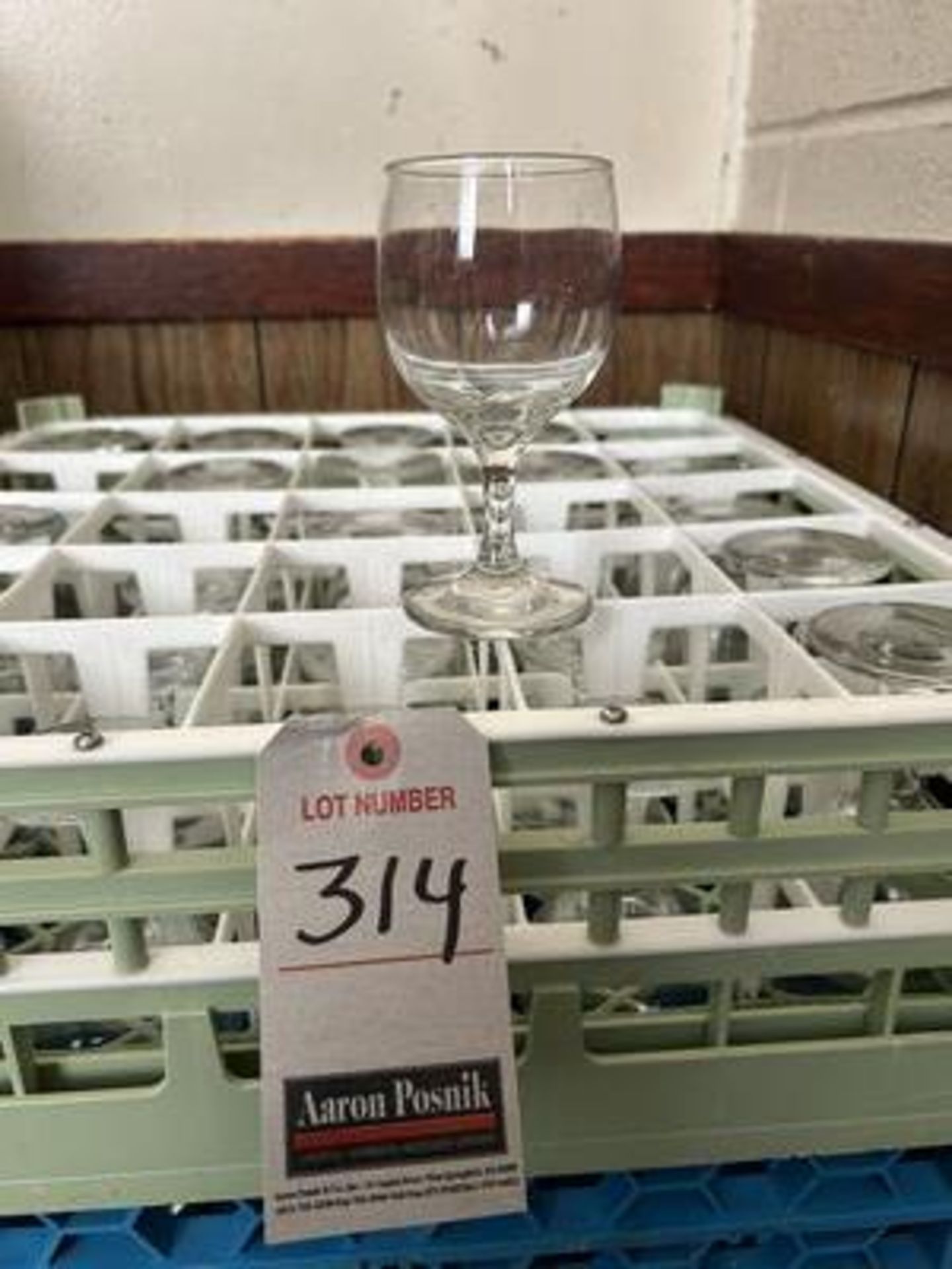 WINE GLASSES W/ POLY DISH RACKS & DOLLY