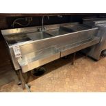 42" 2-COMPARTMENT S.S. BAR SINK W/ 24" S.S. ICE BIN & SPEED RACKS