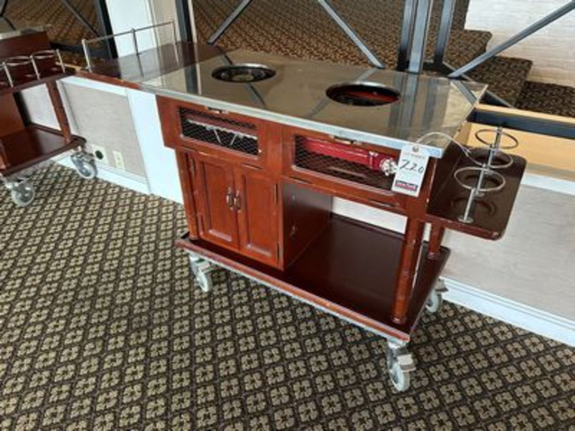 53" PORT. 2B GAS STOVE W/ WOOD CAB.