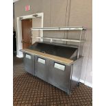 TRUE 6' PORT. S.S. SANDWICH PREP. UNIT W/ TEFLON CUTTING BOARD & OVERSHELF, M/N TSSU-72, S/N