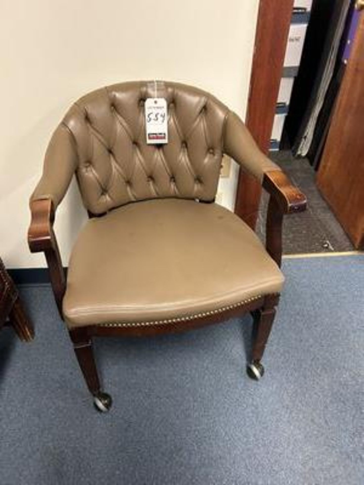 LEATHER & WOOD EXEC. CHAIR