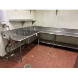 10'X8' L-SHAPED 2-COMPARTMENT DEEP SINK W/ DRAINBOARD & CAN OPENER