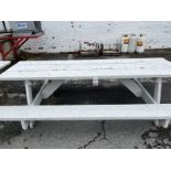 8'X28" GRAY WOODEN PICNIC TABLE
