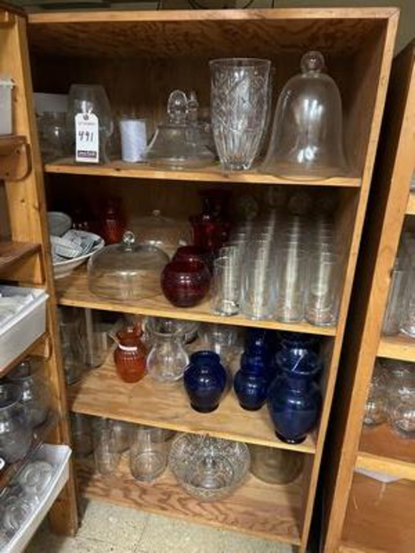 LOT OF ASS'T GLASS VASES & TABLE SETTERS