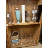 LOT OF ASS'T GLASS VASES & DECANTERS