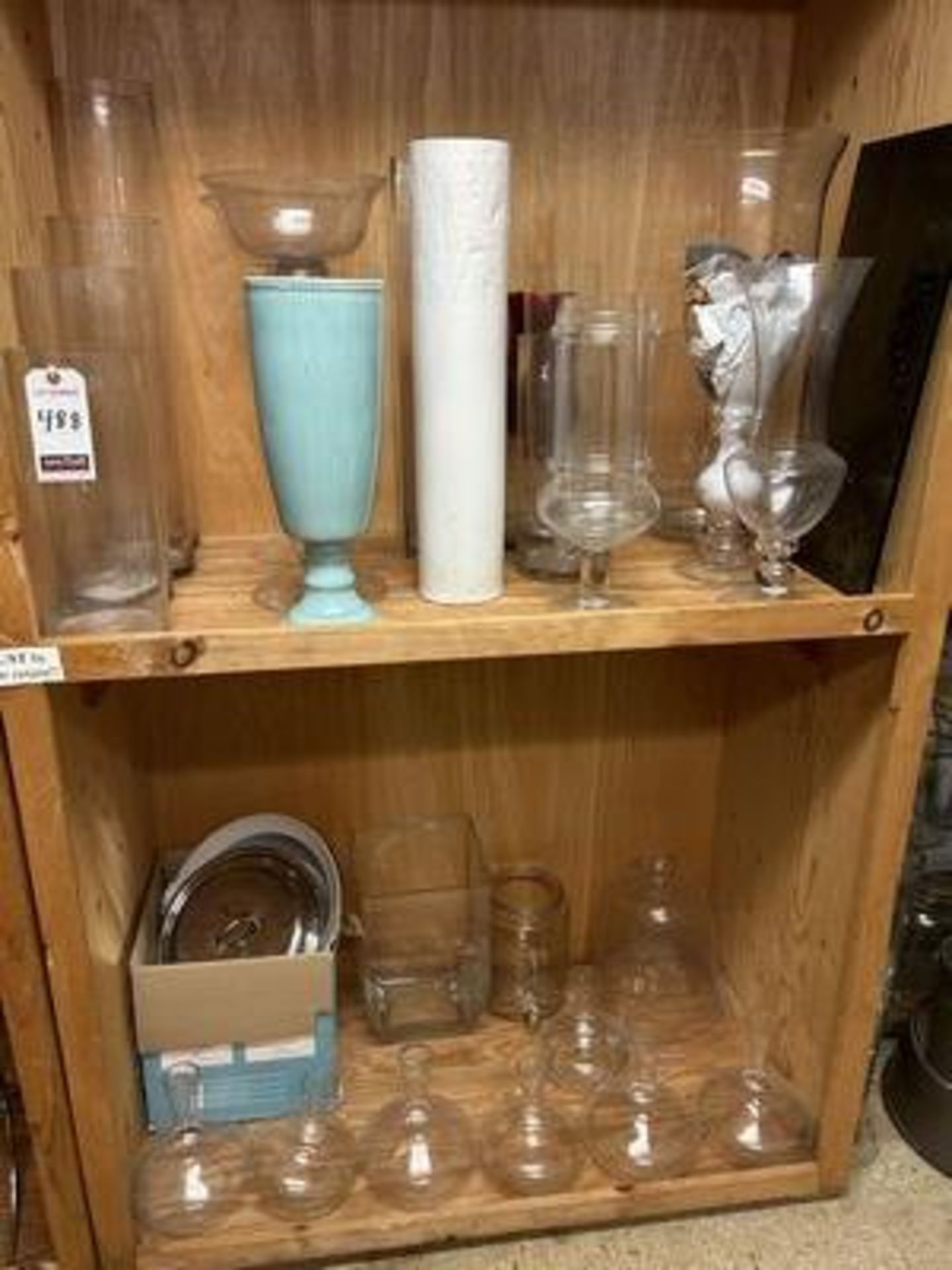 LOT OF ASS'T GLASS VASES & DECANTERS