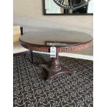 48" DIA. S.P. WOOD TABLE W/ GLASS TOP