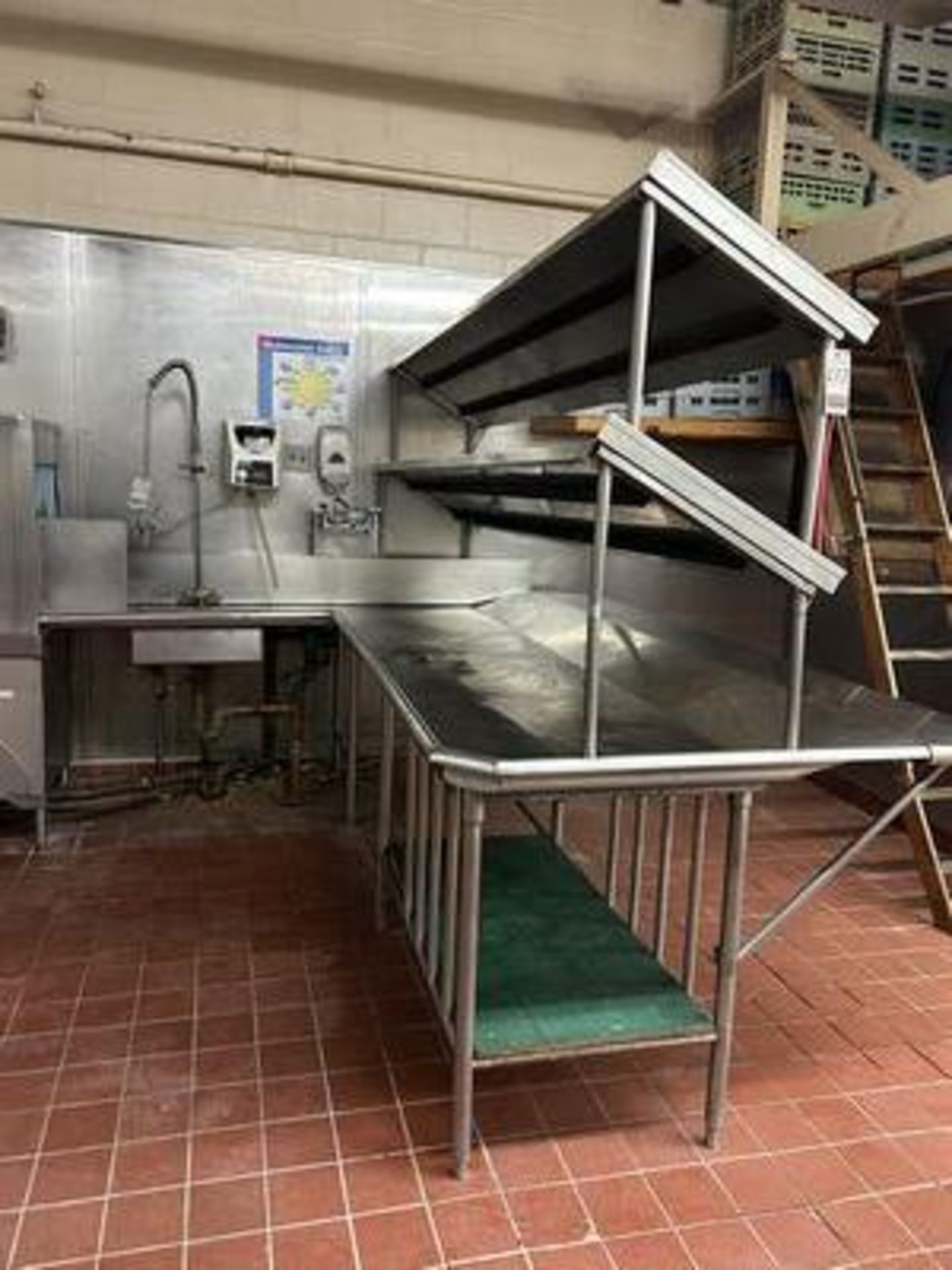 9'X4' S.S. DRAINBOARD W/ 1-COMPARTMENT SINK & RINSE FAUCET