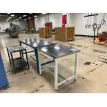 Lot (3): (1) Steel Top Table 6' x 32" x 35", (1) Steel Top Table 3' x 30" x 34", and (1) Table 3' x